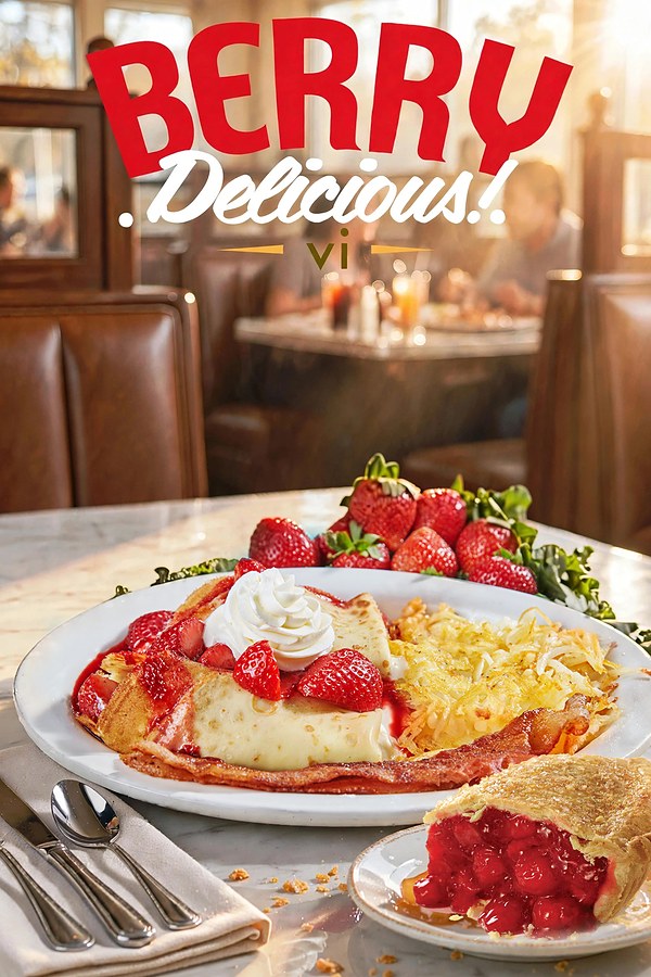 Strawberry crepes for Village Inn, commercial food photography by Daniel Ramos Studio